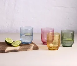 Aida drinkglas 33 cl 4-delig, Amber, rood, lichtblauw, groen