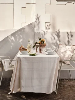 Alice tafellaken, 160x200 cm, Dusty blue-Natural