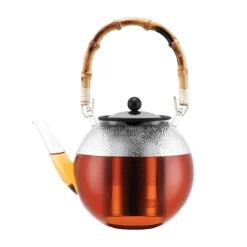 Assam theepot met bamboe handvat 1 l, Helder