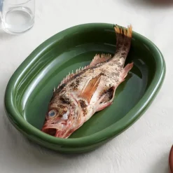 Barro ovale serveerschaal, Green, large 27x36 cm