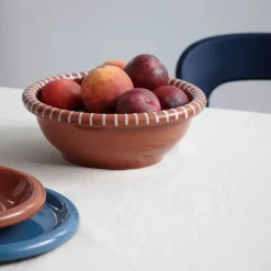 Barro saladeschaal, Natural with stripes, Ø26 cm