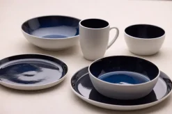 Bitz soepkom Ø 18 cm, Wit-donkerblauw