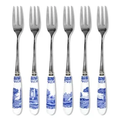 Blue Italian dessertvork 6-pack, Keramiek-roestvij staal