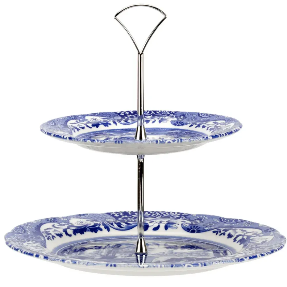 Blue Italian 2-laagse etagère, 2-laags