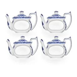 Blue Italian servetringen 4-pack, Blauw-wit