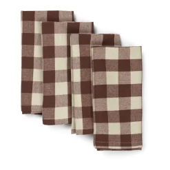 Bothy Check katoenen servet 40x40 cm 4-pack, Cinnamon-grey green