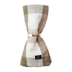 Checked Linen/Cotton stoffen servet 50x50 cm, Olive