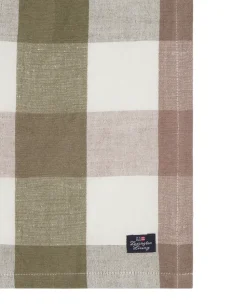 Checked Linen/Cotton stoffen servet 50x50 cm, Olive