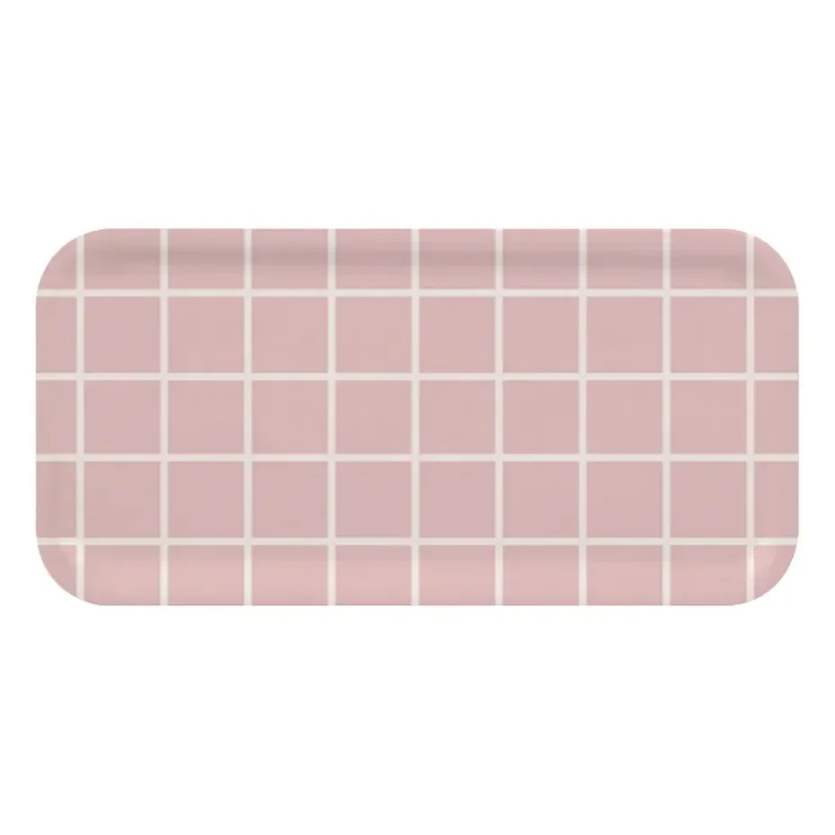 Checks & Stripes dienblad 13x27 cm, Roze-wit