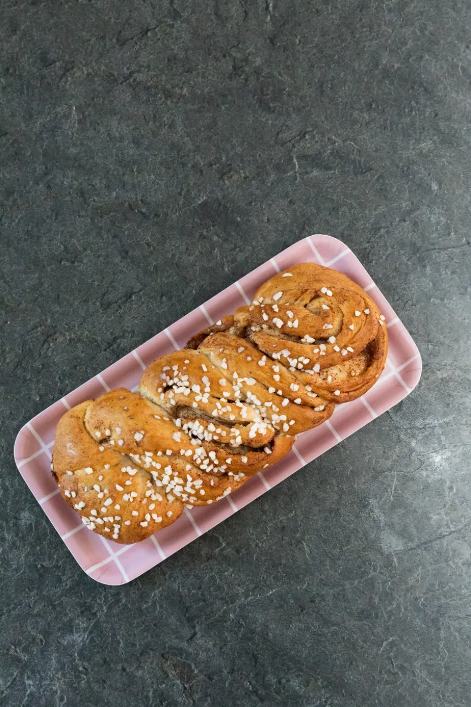 Checks & Stripes dienblad 13x27 cm, Roze-wit