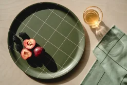 Checks & Stripes schaal Ø35 cm, Olijf