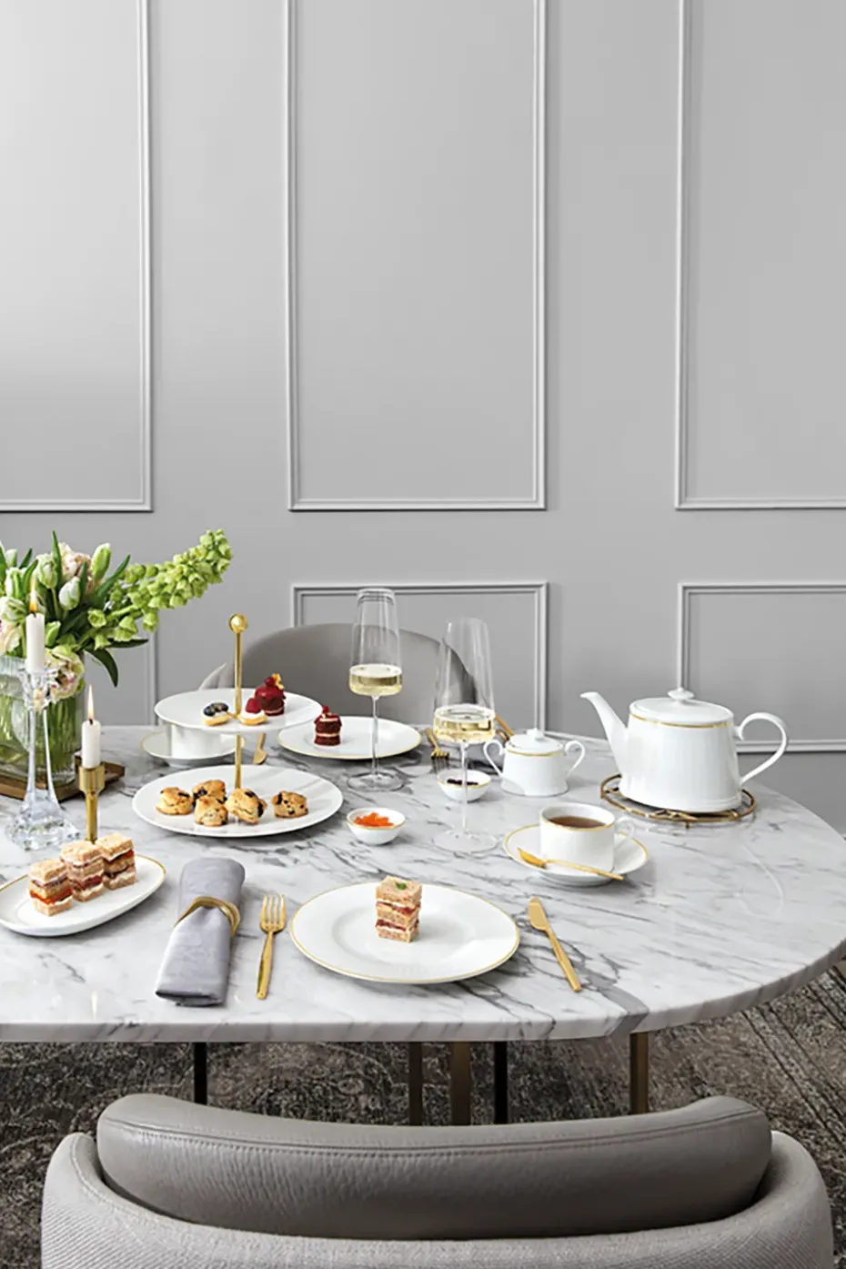 Château Septfontaines theeschotel Ø16 cm, Wit-goud