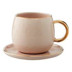 Clara espressokopje met schotel 15 cl, Rose-light gold
