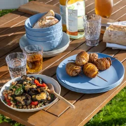 Club bord Ø26 cm 4-pack biocirculaire thermoplast, Nature flower blue