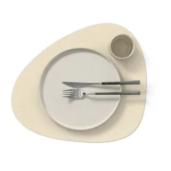 Corduroy placemat curve L, Vanilla