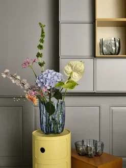 Crackle kom 10,5 cm, Circulair glas (Blauw)