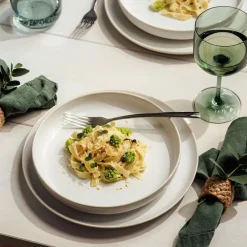 Crafted cotton diepbord Ø21,5 cm, White