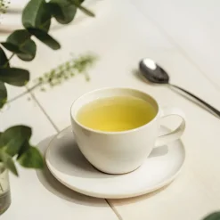 Crafted cotton koffieonderzetter Ø15 cm, White