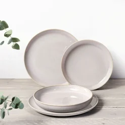 Crafted cotton servies 4-delig, White