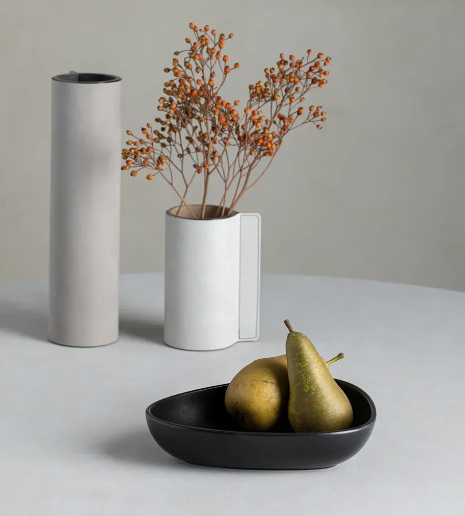 Curve Stoneware diep bord 19x22 cm, Black