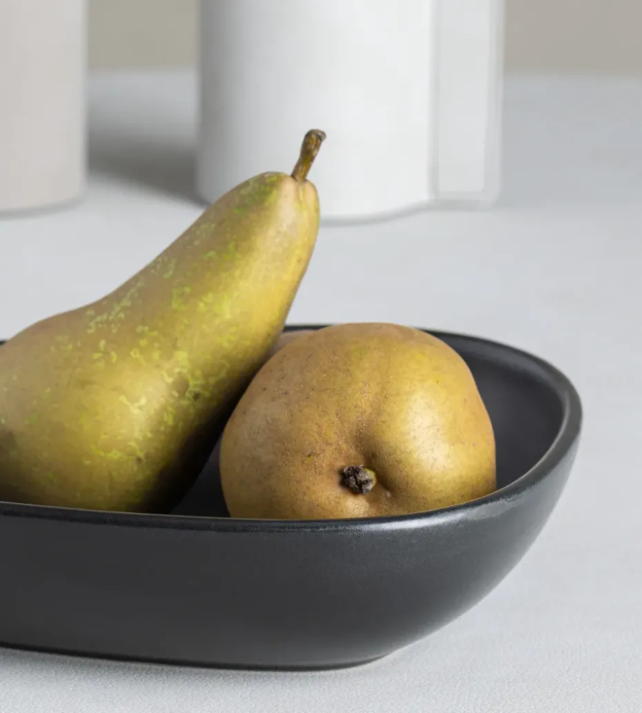 Curve Stoneware diep bord 19x22 cm, Black