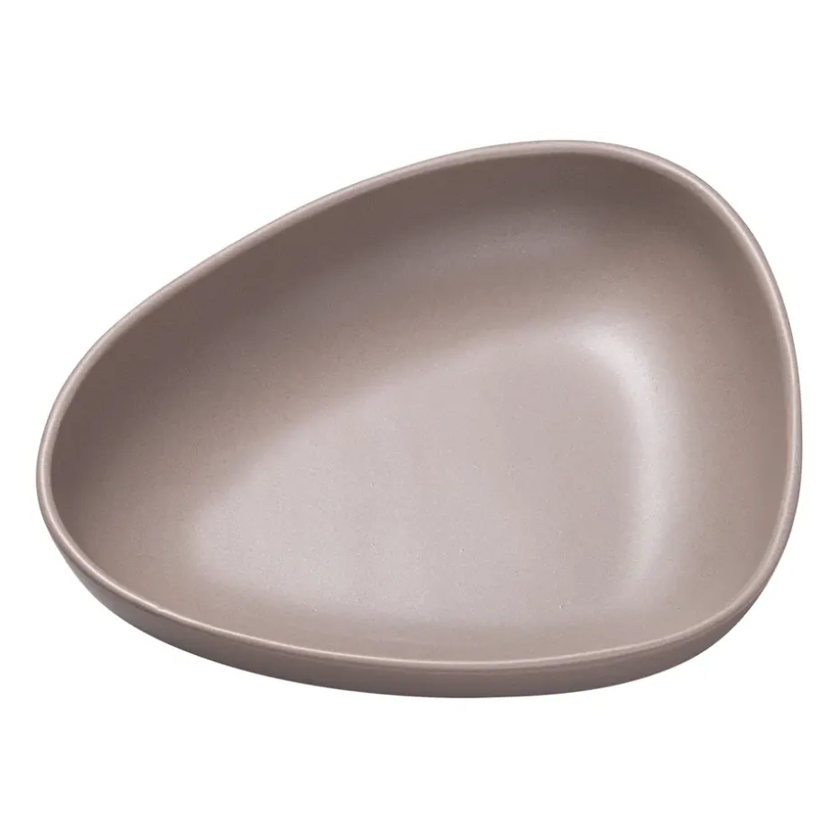 Curve Stoneware diep bord 19x22 cm, Warm grey