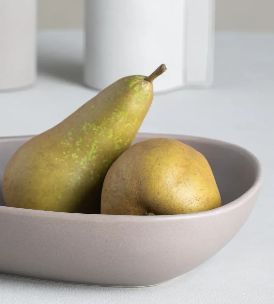 Curve Stoneware diep bord 19x22 cm, Warm grey