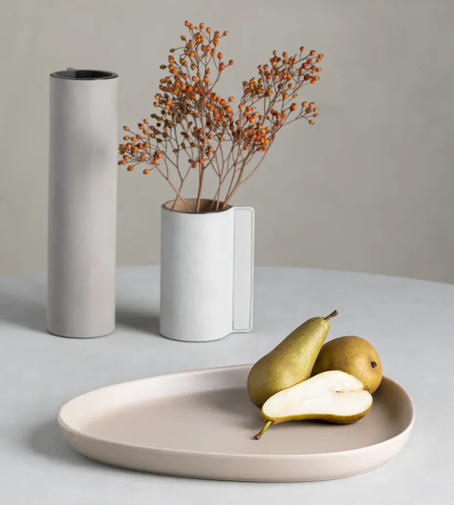 Curve Stoneware serveerschaal 30x35 cm, Sand