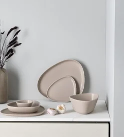 Curve Stoneware serveerschaal 30x35 cm, Sand