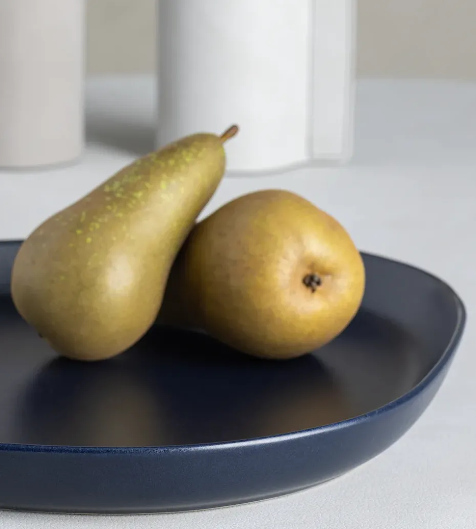 Curve Stoneware serveerschaal 30x35 cm, Navy blue