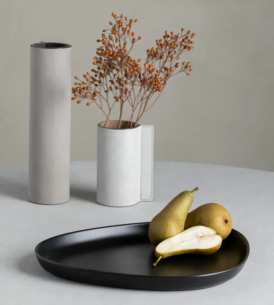 Curve Stoneware serveerschaal 30x35 cm, Black