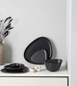 Curve Stoneware serveerschaal 30x35 cm, Black