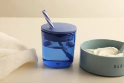 Design Letters rietje met deksel, Blue