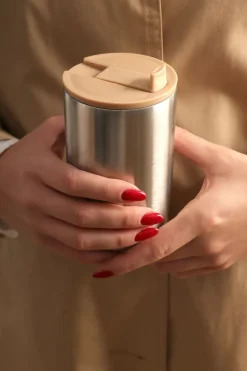 Design Letters thermosmok, Brushed steel-beige