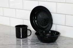 Doris emaille bord Ø20 cm, Zwart