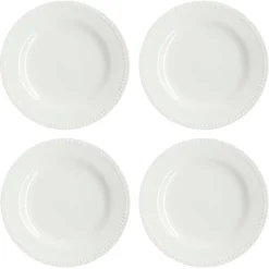 Dots klein bord 22 cm 4 stuks, Crème wit