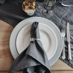 Dots klein bord 22 cm 4 stuks, Crème wit