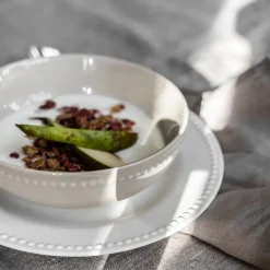 Dots klein bord 22 cm 4 stuks, Crème wit