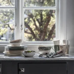 Dots klein bord 22 cm 4 stuks, Crème wit