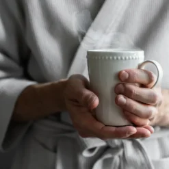 Dots mok 35 cl 4 stuks, Crème wit