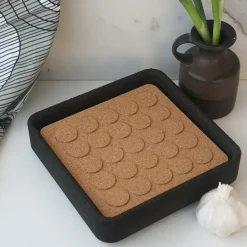 Dots vierkante pannenonderzetter 20x20 cm, Bruin