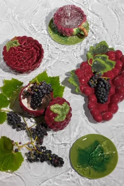 Druif schaal met deksel, Paars