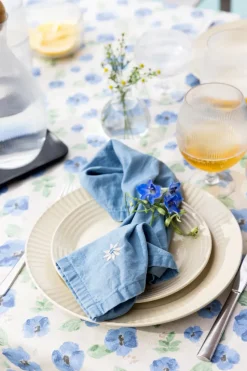 Eden denim stoffen servet 45x45 cm 2-pack, Blauw