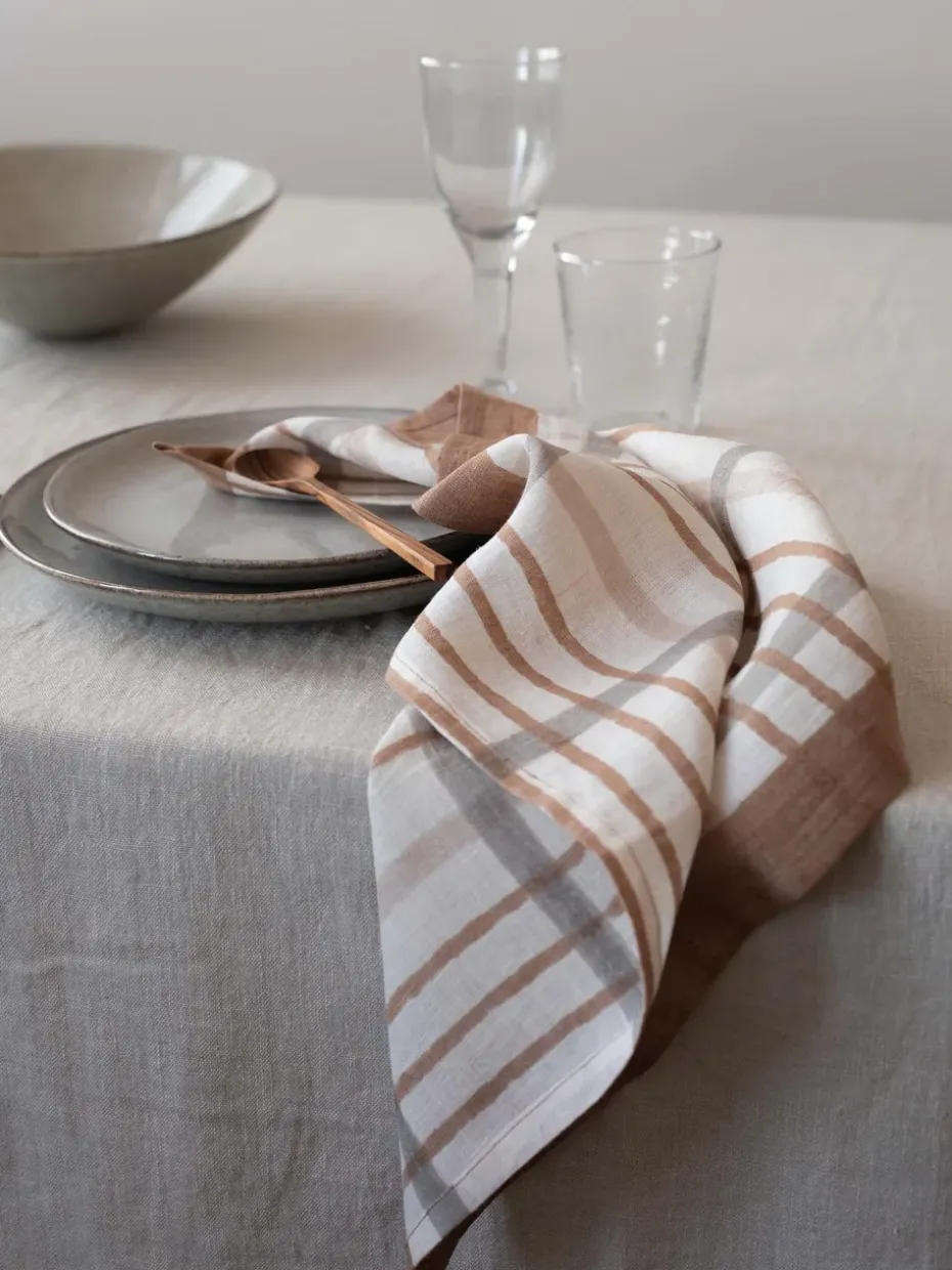 Ella servet 50x50 cm, Hazelnut checkered