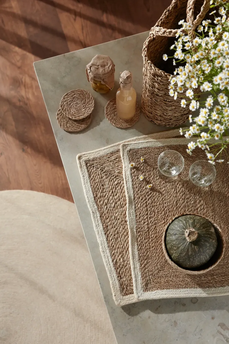 Emil placemat, naturel-wit