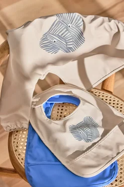 Erik Olifant slabbetje 2-delig, Beige-blauw