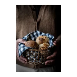 Ernst geruite servet 40x40 cm, Grijsblauw-wit