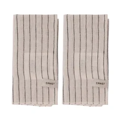 Ernst servetten 2-pack gestreept 40x40 cm, Zwart-beige