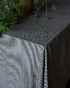 Ernst tafelkleed smalle strepen 145x300 cm, Blauw-wit