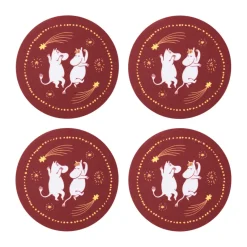 Feestelijke momenten glazenonderzetters 4-pack, Ø9 cm